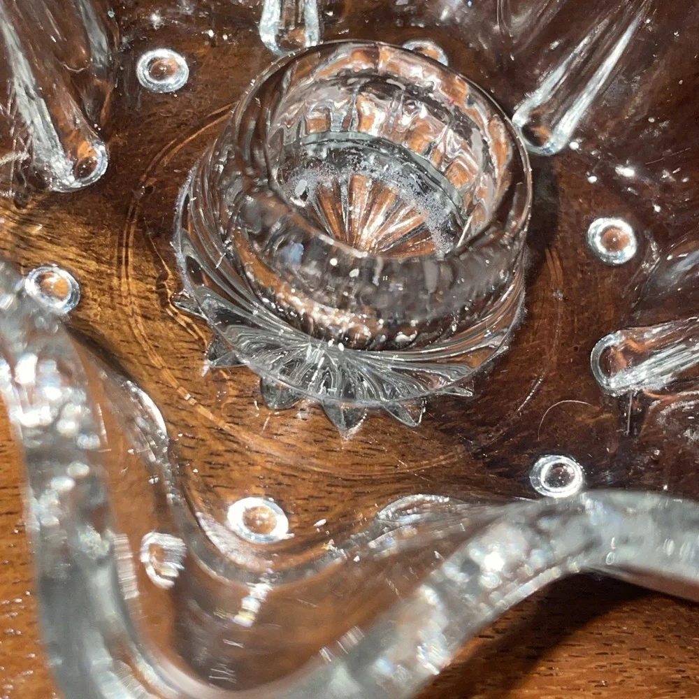 Vintage Anchor Hocking Clear‎ Glass 6-point Star Flower Taper Candle Holder